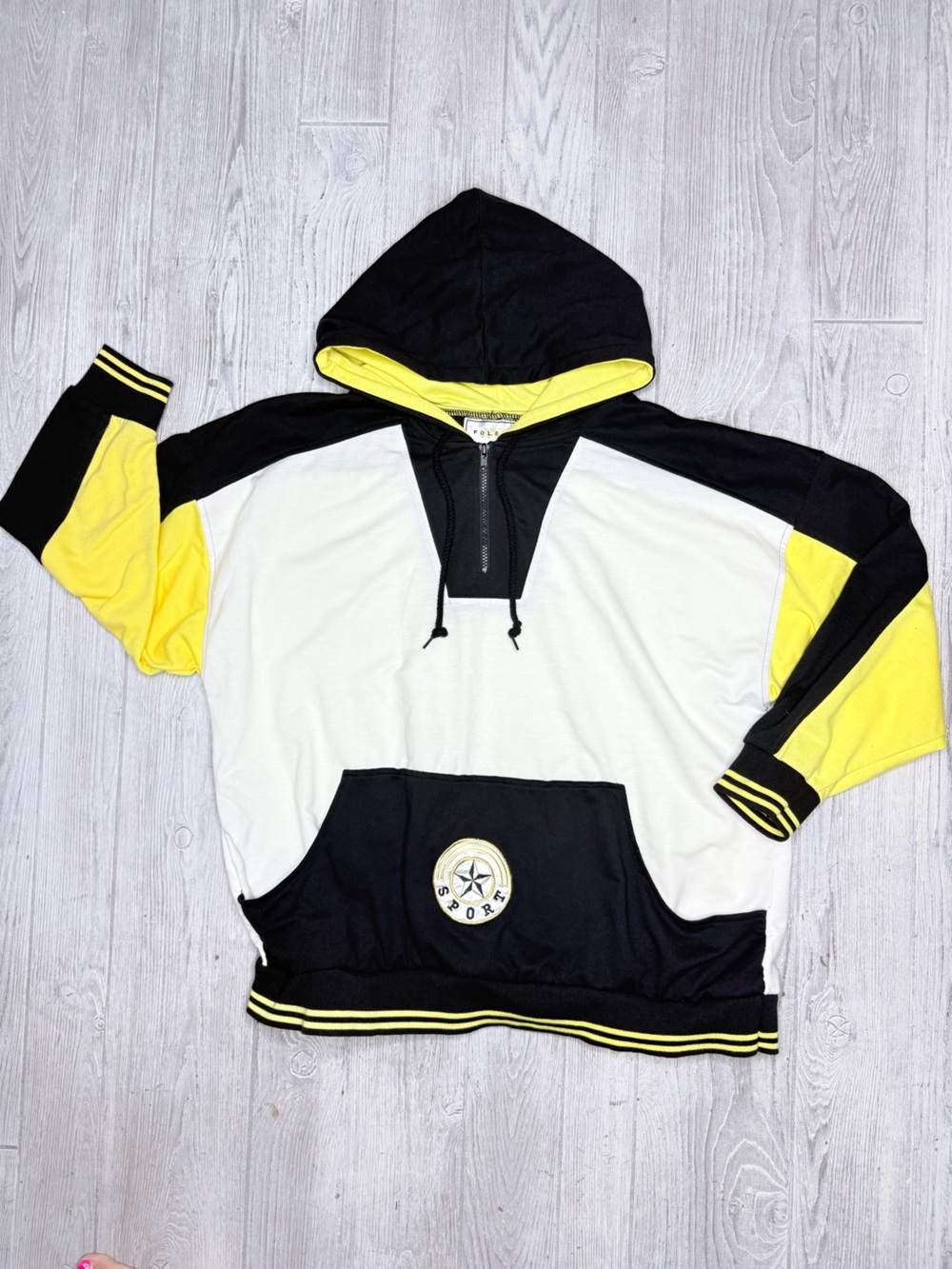 Vintage Folette long sleeve pull over hooded shirt hoodie 2x quarter zip